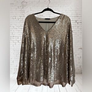 Lane Bryant, Women’s Long-Sleeve V-Neck Sequin Top, Size 14. Never worn!